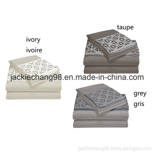 Laser Cut Hem Solid Color Microfiber Sheet Set for Adult